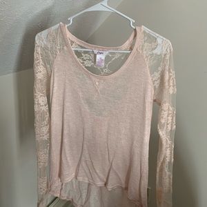 Pink Lace Sleeve Top